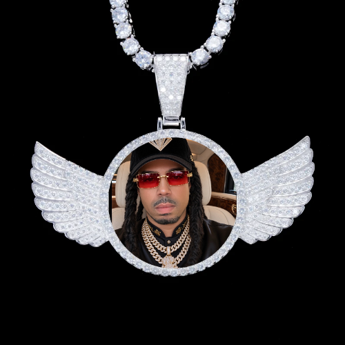 925S & VVS Moissanite 3D Wing Custom Picture Pendant