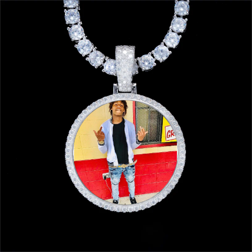 925S & VVS Moissanite 3D Circle Custom Picture Pendant