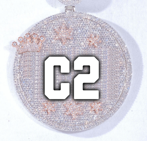 CUSTOM LETTER NECKLACE 3D BIG CROWN DISC