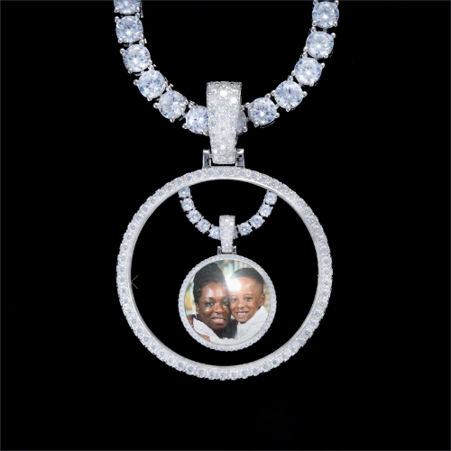 925S & VVS Moissanite 3D Circle Custom Picture Pendant