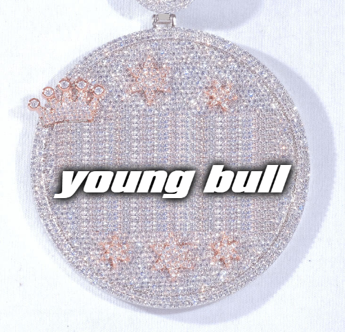 CUSTOM LETTER NECKLACE 3D BIG CROWN DISC