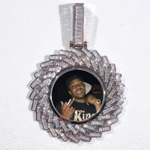 Large 3D Baguette Custom Picture Pendant