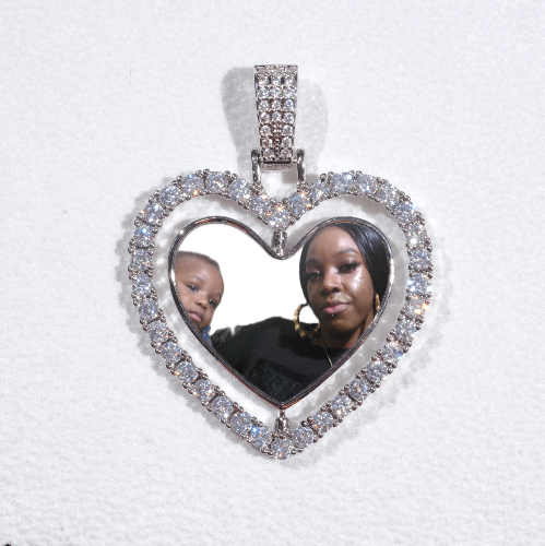 3D Spinning 2-Faced Heart Custom Picture Pendant