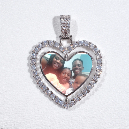 3D Spinning 2-Faced Heart Custom Picture Pendant