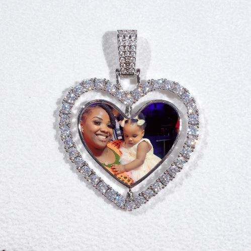 3D Spinning 2-Faced Heart Custom Picture Pendant