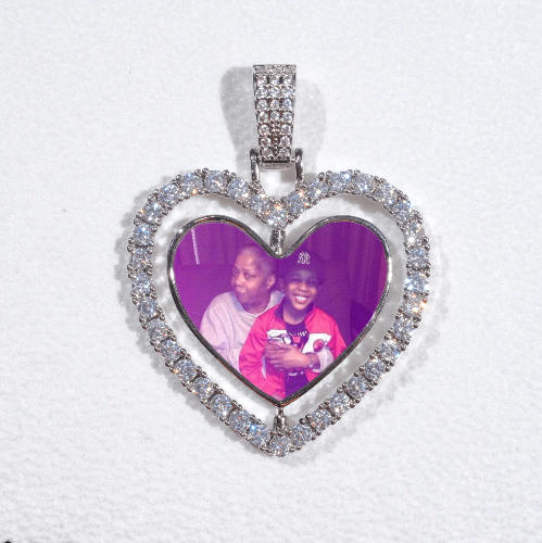 3D Spinning 2-Faced Heart Custom Picture Pendant