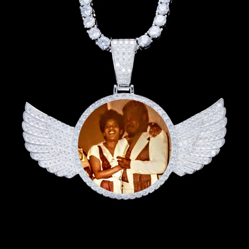 925S & VVS Moissanite 3D Wing Custom Picture Pendant