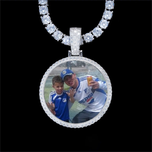 925S & VVS Moissanite 3D Circle Custom Picture Pendant