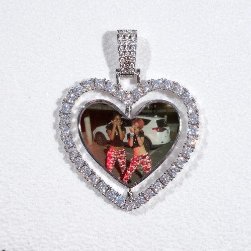 3D Spinning 2-Faced Heart Custom Picture Pendant