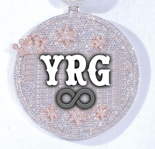 CUSTOM LETTER NECKLACE 3D BIG CROWN DISC