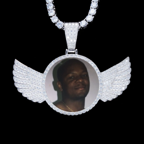 925S & VVS Moissanite 3D Wing Custom Picture Pendant