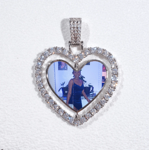 3D Spinning 2-Faced Heart Custom Picture Pendant