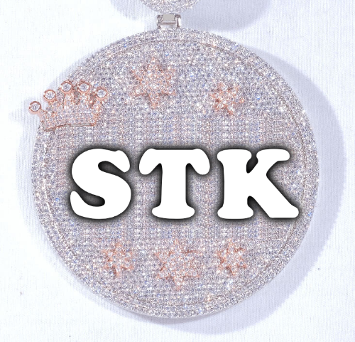 CUSTOM LETTER NECKLACE 3D BIG CROWN DISC