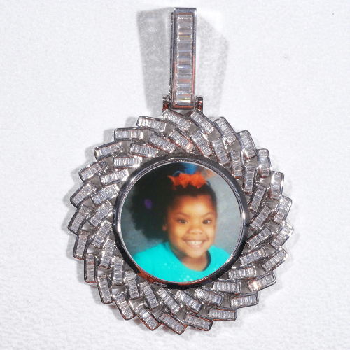 Large 3D Baguette Custom Picture Pendant