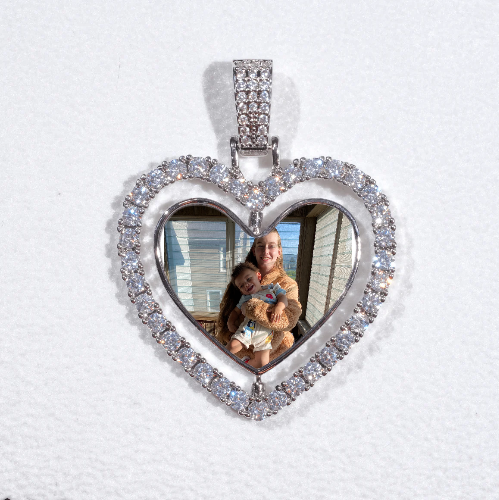 3D Spinning 2-Faced Heart Custom Picture Pendant