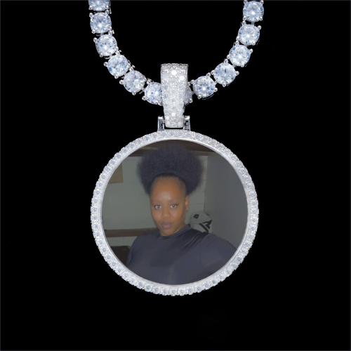 925S & VVS Moissanite 3D Circle Custom Picture Pendant