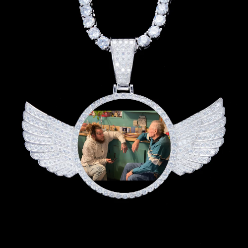 925S & VVS Moissanite 3D Wing Custom Picture Pendant