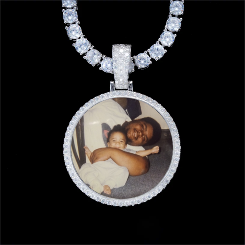 925S & VVS Moissanite 3D Circle Custom Picture Pendant