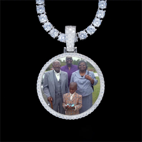 925S & VVS Moissanite 3D Circle Custom Picture Pendant