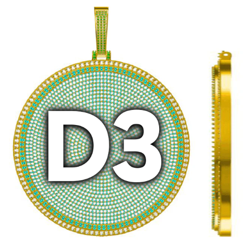 CUSTOM LETTER NECKLACE 3D BIG DISC