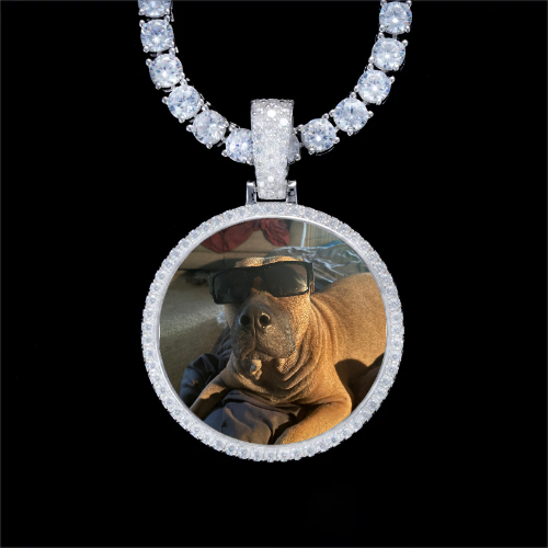 925S & VVS Moissanite 3D Circle Custom Picture Pendant