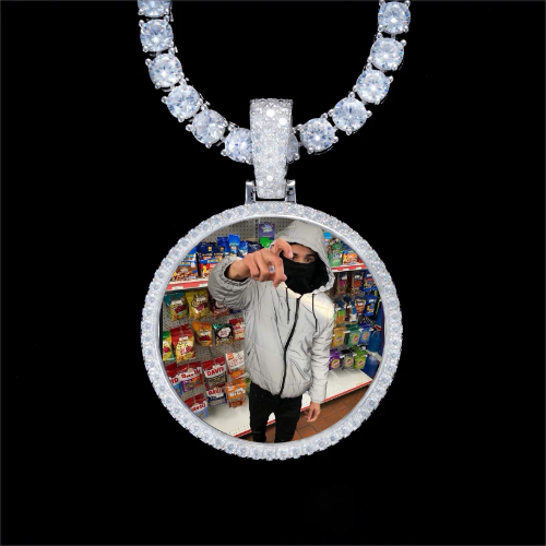 925S & VVS Moissanite 3D Circle Custom Picture Pendant