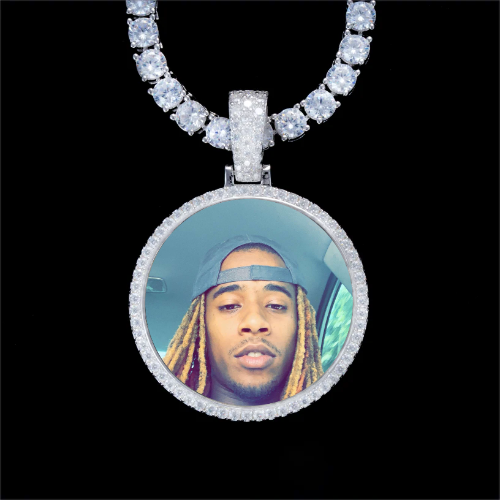 925S & VVS Moissanite 3D Circle Custom Picture Pendant