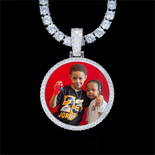925S & VVS Moissanite 3D Circle Custom Picture Pendant
