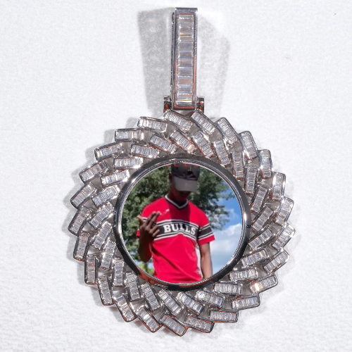 Large 3D Baguette Custom Picture Pendant
