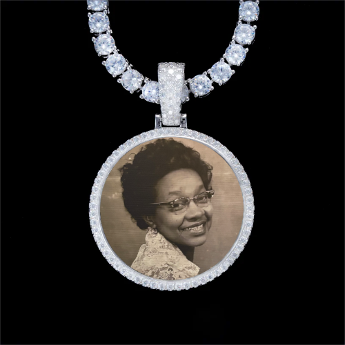 925S & VVS Moissanite 3D Circle Custom Picture Pendant