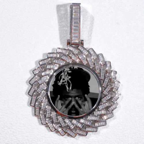 Large 3D Baguette Custom Picture Pendant