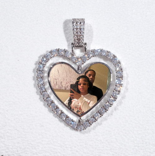3D Spinning 2-Faced Heart Custom Picture Pendant