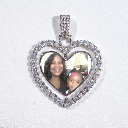 3D Spinning 2-Faced Heart Custom Picture Pendant