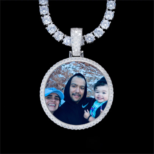 925S & VVS Moissanite 3D Circle Custom Picture Pendant