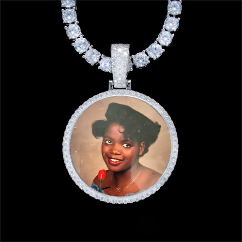 925S & VVS Moissanite 3D Circle Custom Picture Pendant