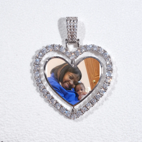 3D Spinning 2-Faced Heart Custom Picture Pendant