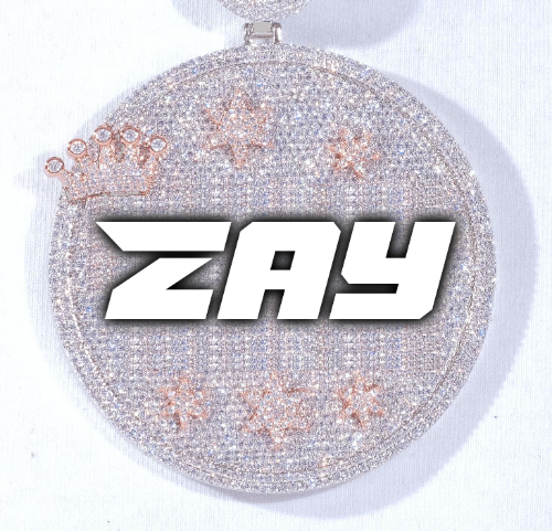 CUSTOM LETTER NECKLACE 3D BIG CROWN DISC
