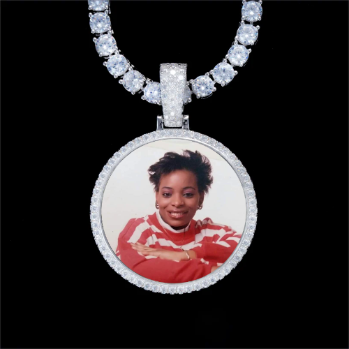 925S & VVS Moissanite 3D Circle Custom Picture Pendant