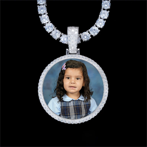 925S & VVS Moissanite 3D Circle Custom Picture Pendant
