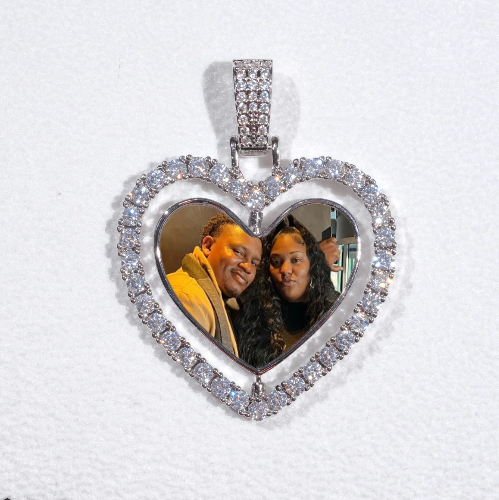 3D Spinning 2-Faced Heart Custom Picture Pendant