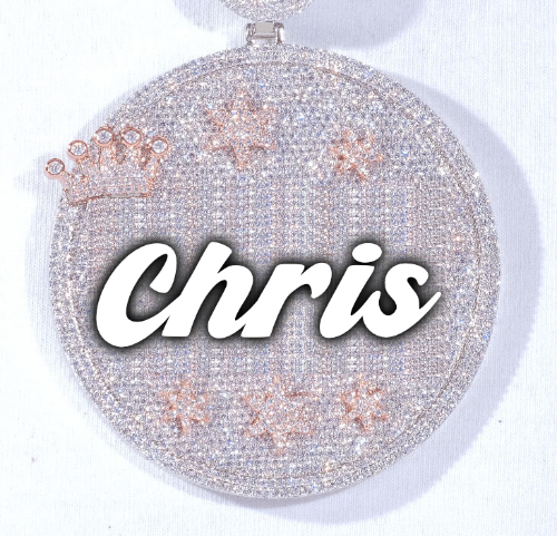 CUSTOM LETTER NECKLACE 3D BIG CROWN DISC