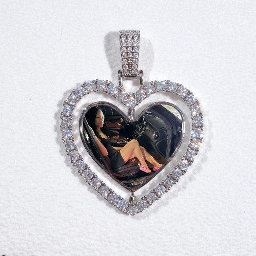 3D Spinning 2-Faced Heart Custom Picture Pendant