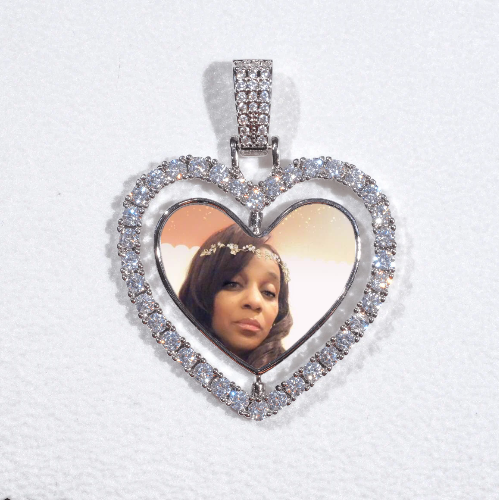 3D Spinning 2-Faced Heart Custom Picture Pendant