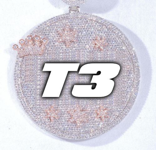 CUSTOM LETTER NECKLACE 3D BIG CROWN DISC