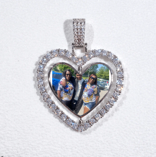 3D Spinning 2-Faced Heart Custom Picture Pendant