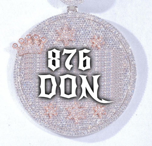 CUSTOM LETTER NECKLACE 3D BIG CROWN DISC
