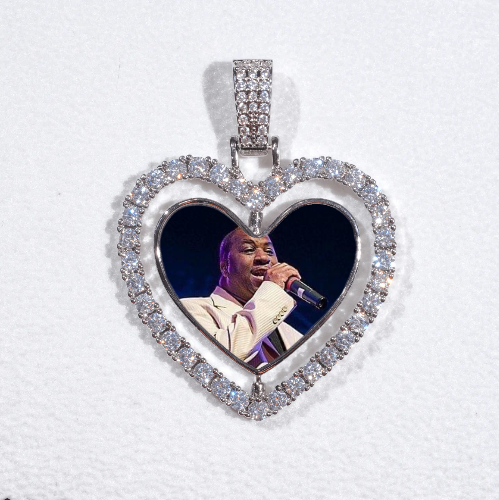 3D Spinning 2-Faced Heart Custom Picture Pendant