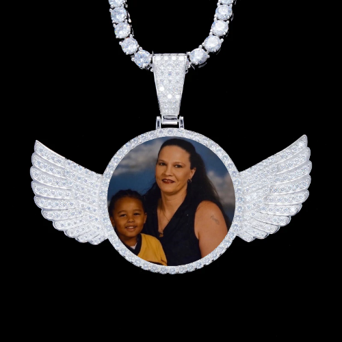 925S & VVS Moissanite 3D Wing Custom Picture Pendant