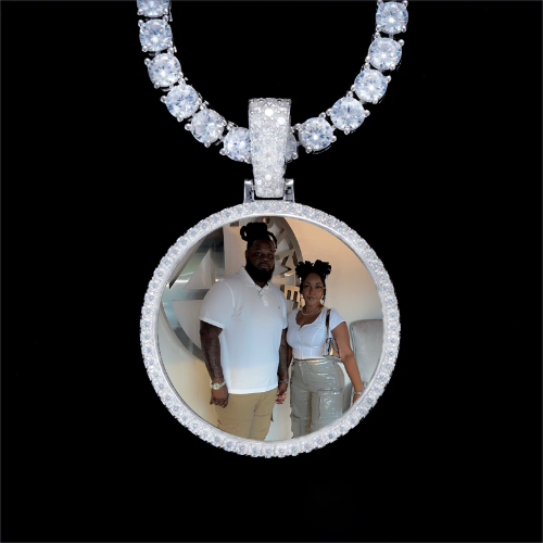 925S & VVS Moissanite 3D Circle Custom Picture Pendant