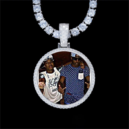 925S & VVS Moissanite 3D Circle Custom Picture Pendant